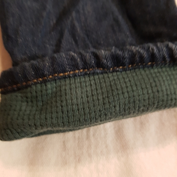 Gymboree boys size 3T jeans green waffle trim fold up bottom - Picture 2 of 4